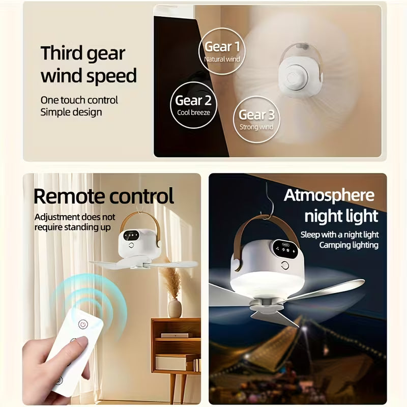 Rechargeable Tent Fan Light