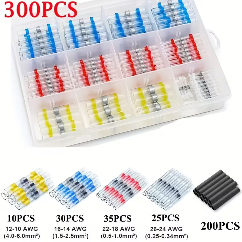 300pcs Boxed Welding Sealed Heat Shrink Butt Connectors