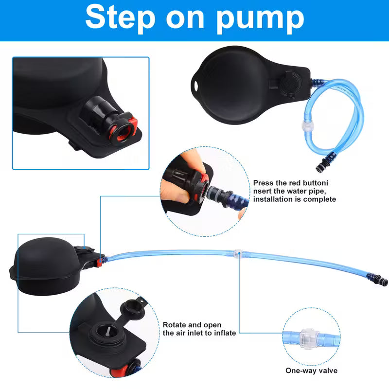 TPU Portable Shower Bag, 20L Camping Shower Bag with Foot Pump and Pressurized Shower Head